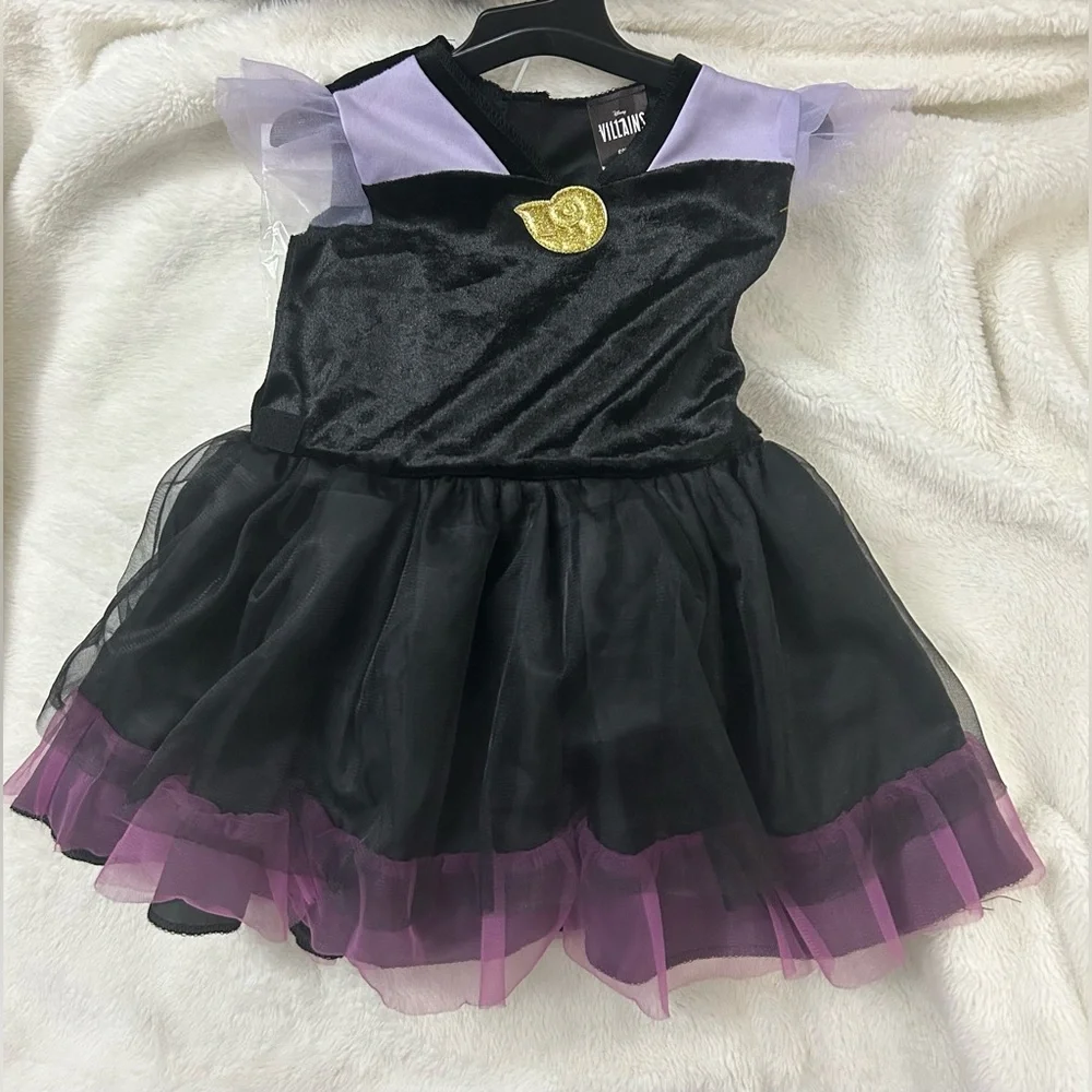 Halloween Costume Disney Villains Ursula Girls 3T/4T NWT Black/Purple/Gold Dress